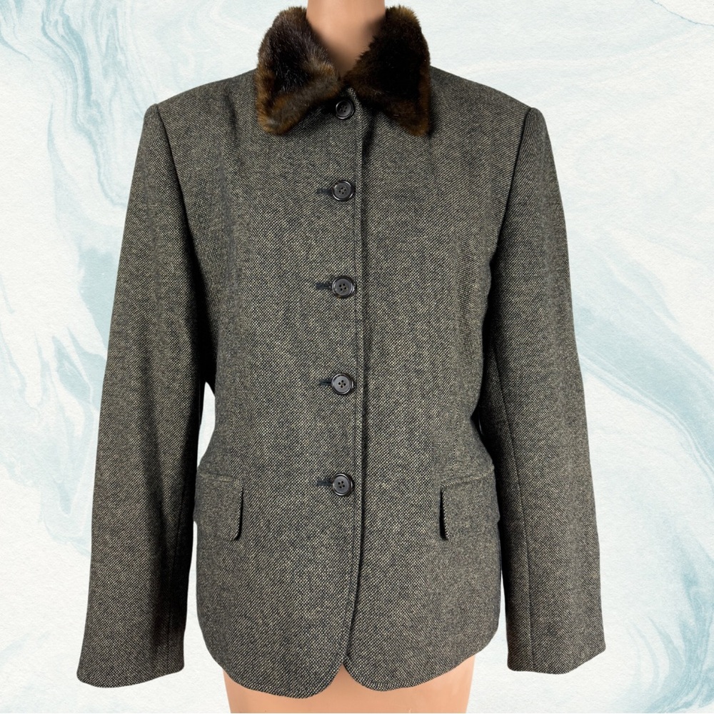 Lauren Ralph Lauren Tailored Jacket Blazer Brown Tweed Dark Academia 14